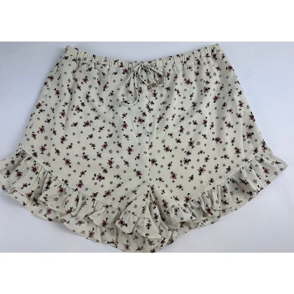 Sabo Skirt Size Large NWT Floral Print Drawstring Shorts Cream Ruffles Prairie - Picture 1 of 8